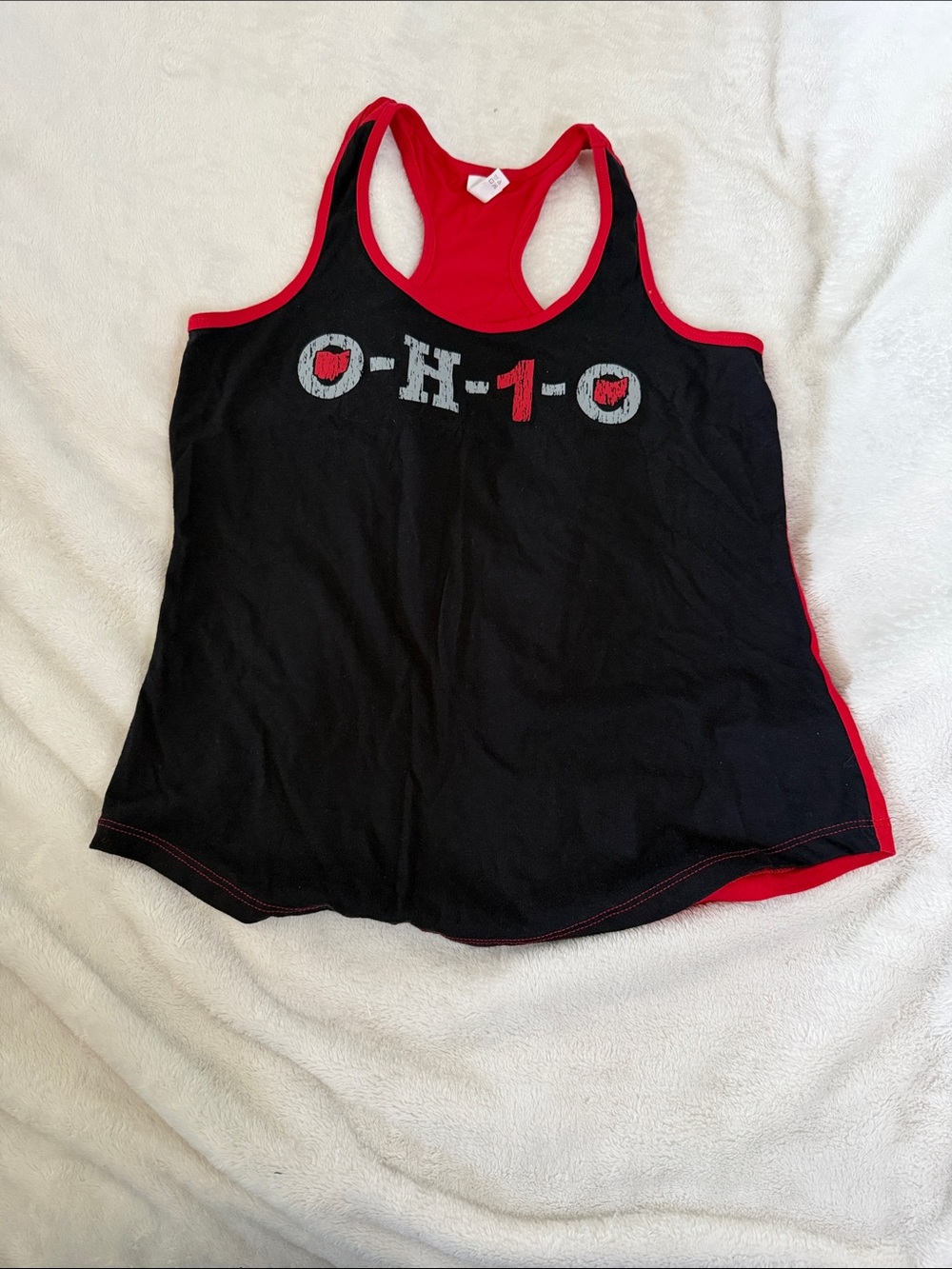 Black and Red Racerback Tank Top with Ohio Graphic